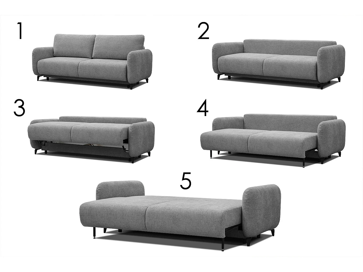 DRAKE Sofa 3-Sitzer mit Schlaffunktion, grau