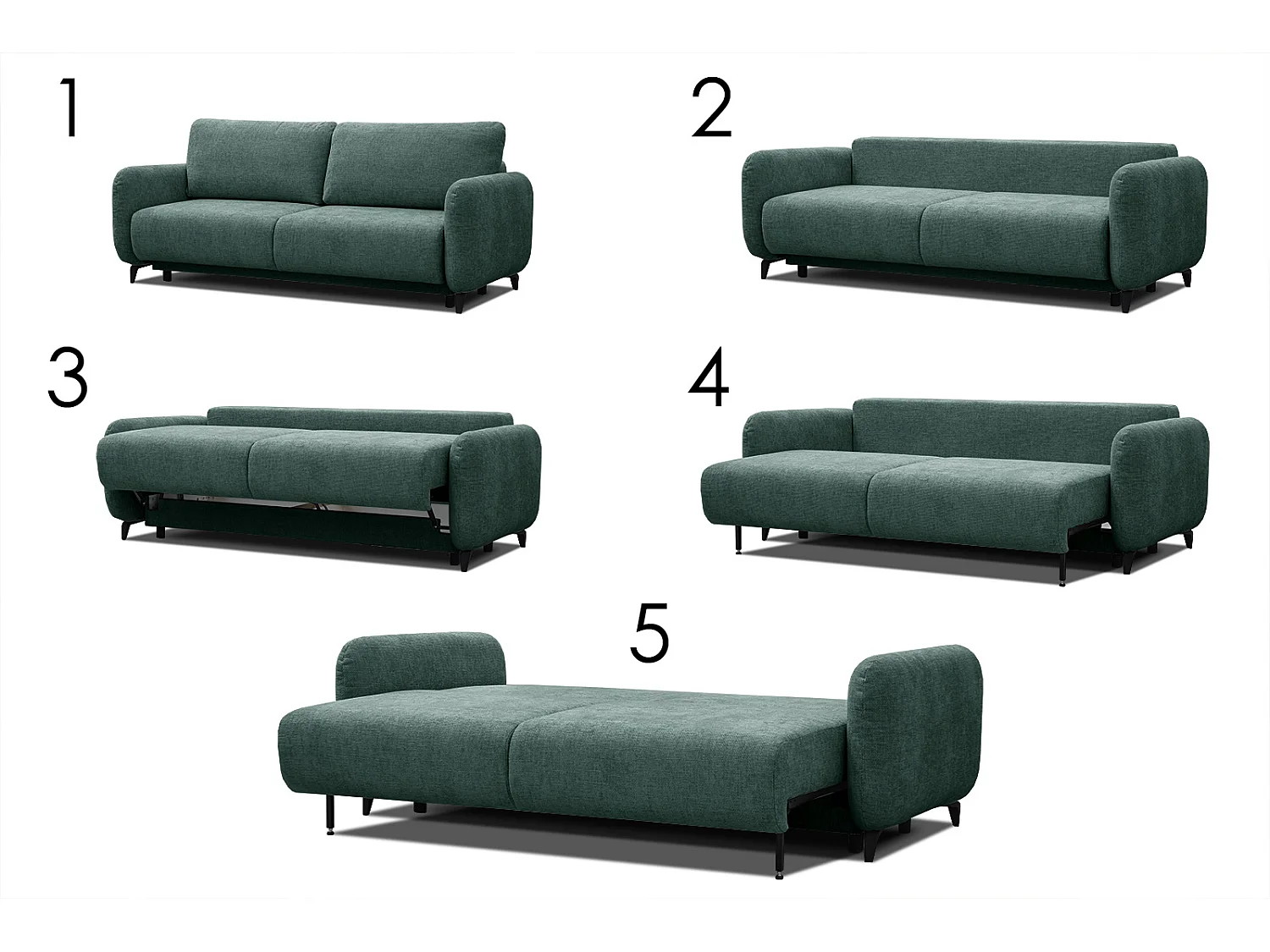 DRAKE Sofa 3-Sitzer mit Schlaffunktion, smaragdgrün