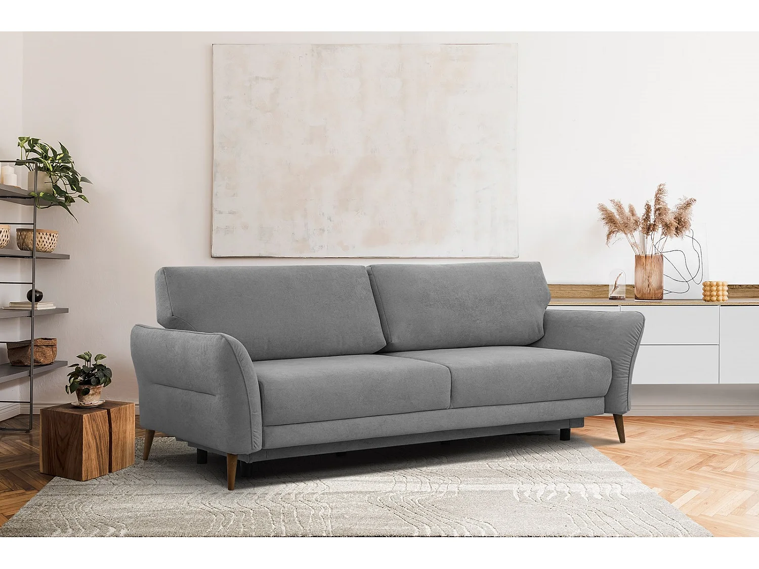 FIGARI Sofa 3-Sitzer mit Schlaffunktion, grau