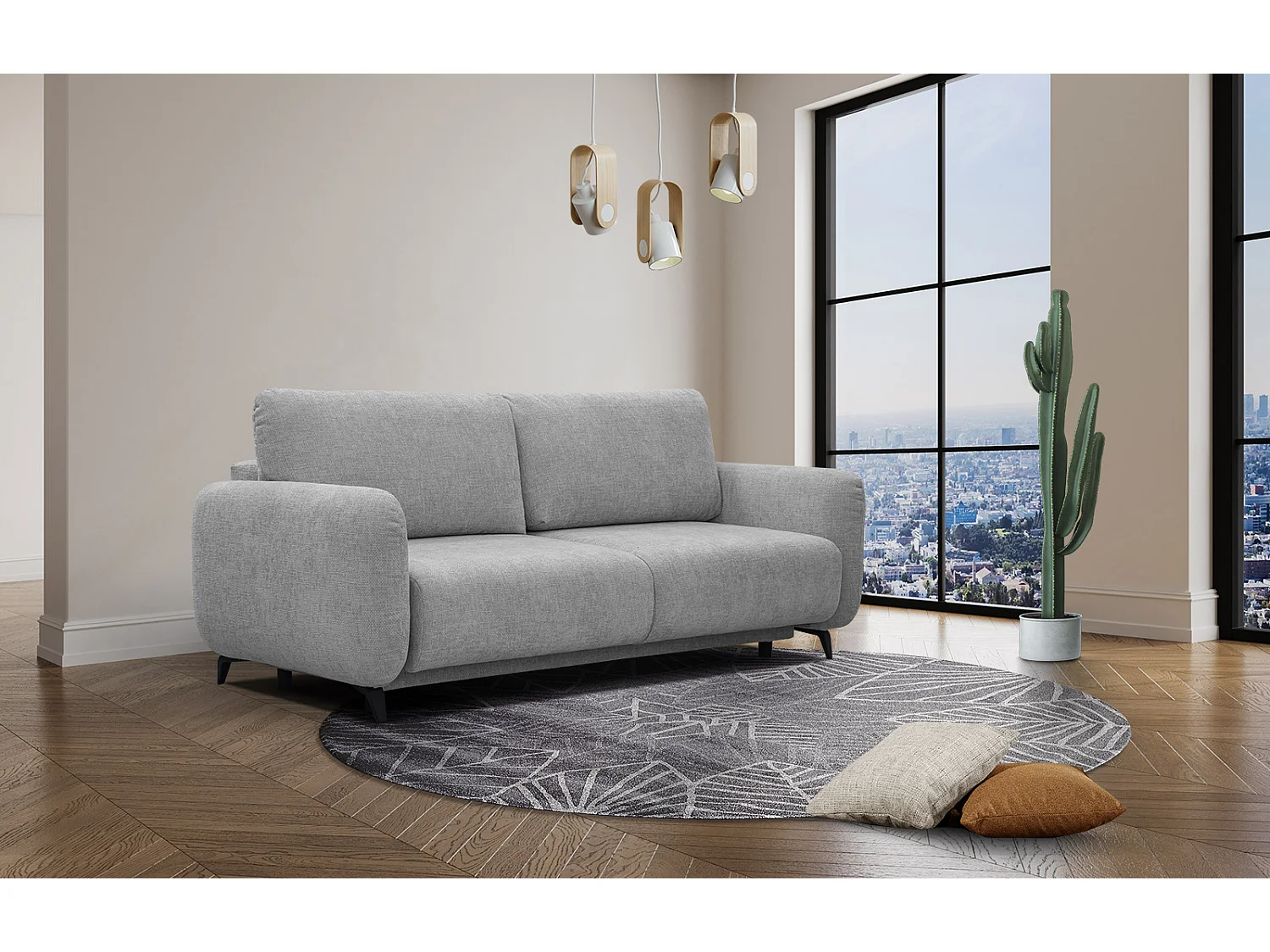 DRAKE Sofa 3-Sitzer mit Schlaffunktion, hellgrau