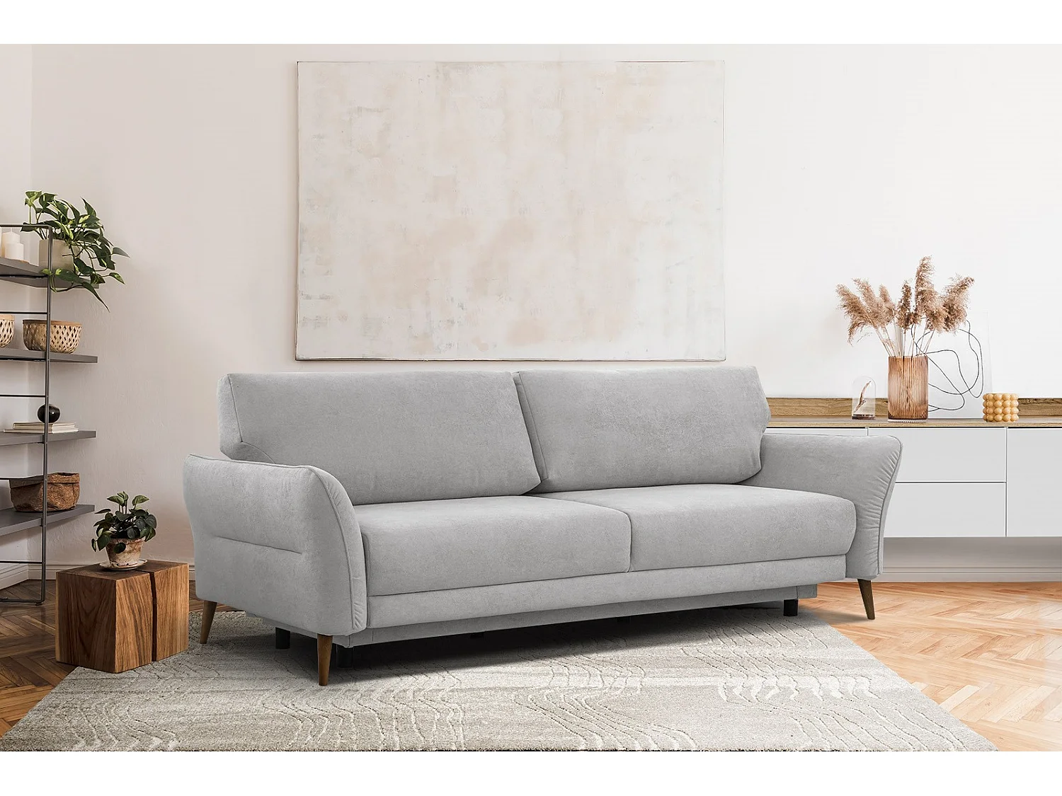 FIGARI Sofa 3-Sitzer mit Schlaffunktion, hellgrau