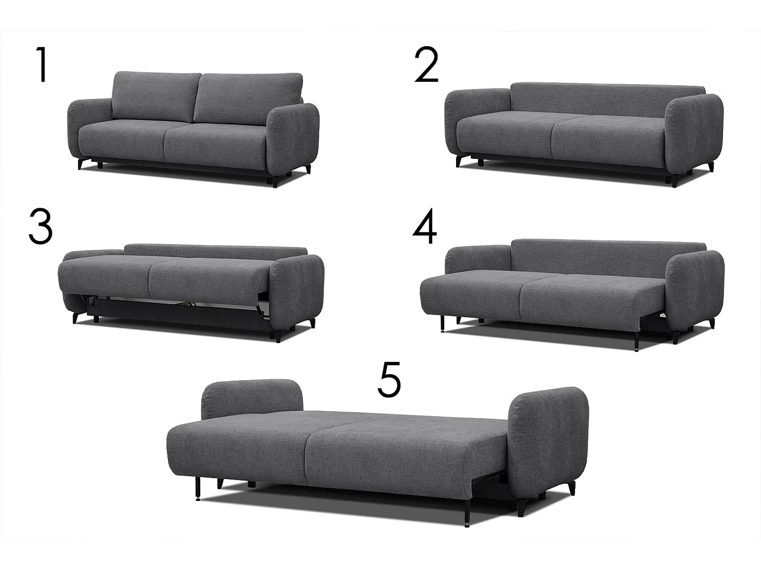 DRAKE Sofa 3-Sitzer mit Schlaffunktion, dunkelgrau