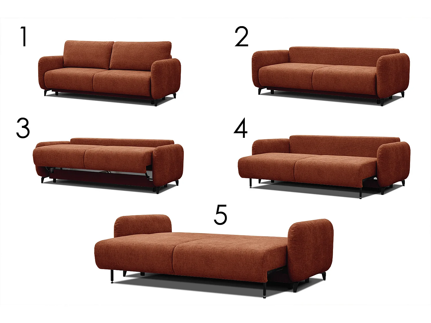 DRAKE Sofa 3-Sitzer mit Schlaffunktion, dunkelorange