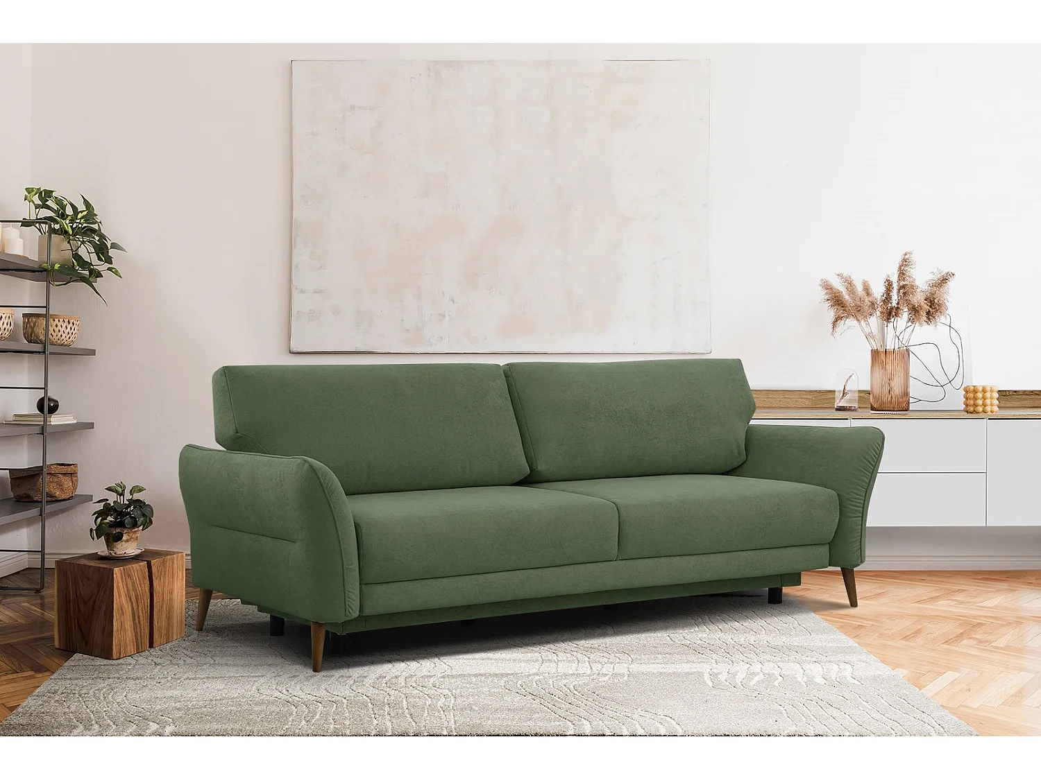 FIGARI Sofa 3-Sitzer mit Schlaffunktion, grün
