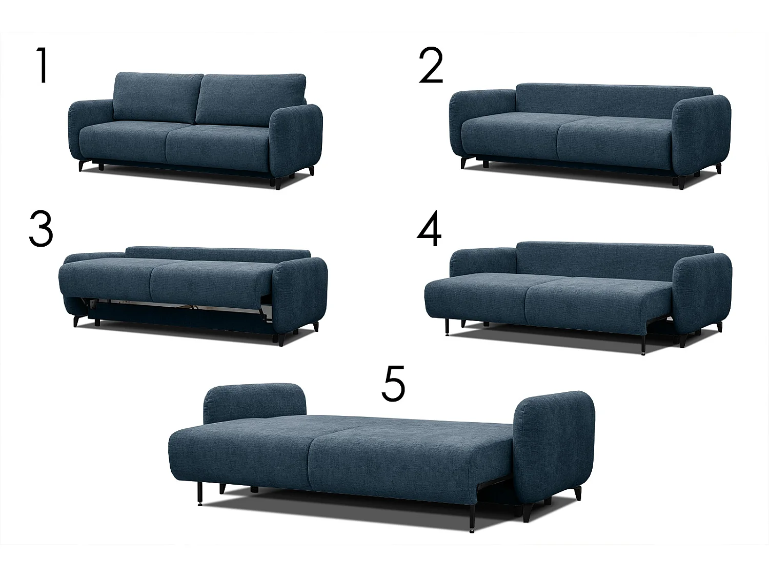 DRAKE Sofa 3-Sitzer mit Schlaffunktion, marineblau