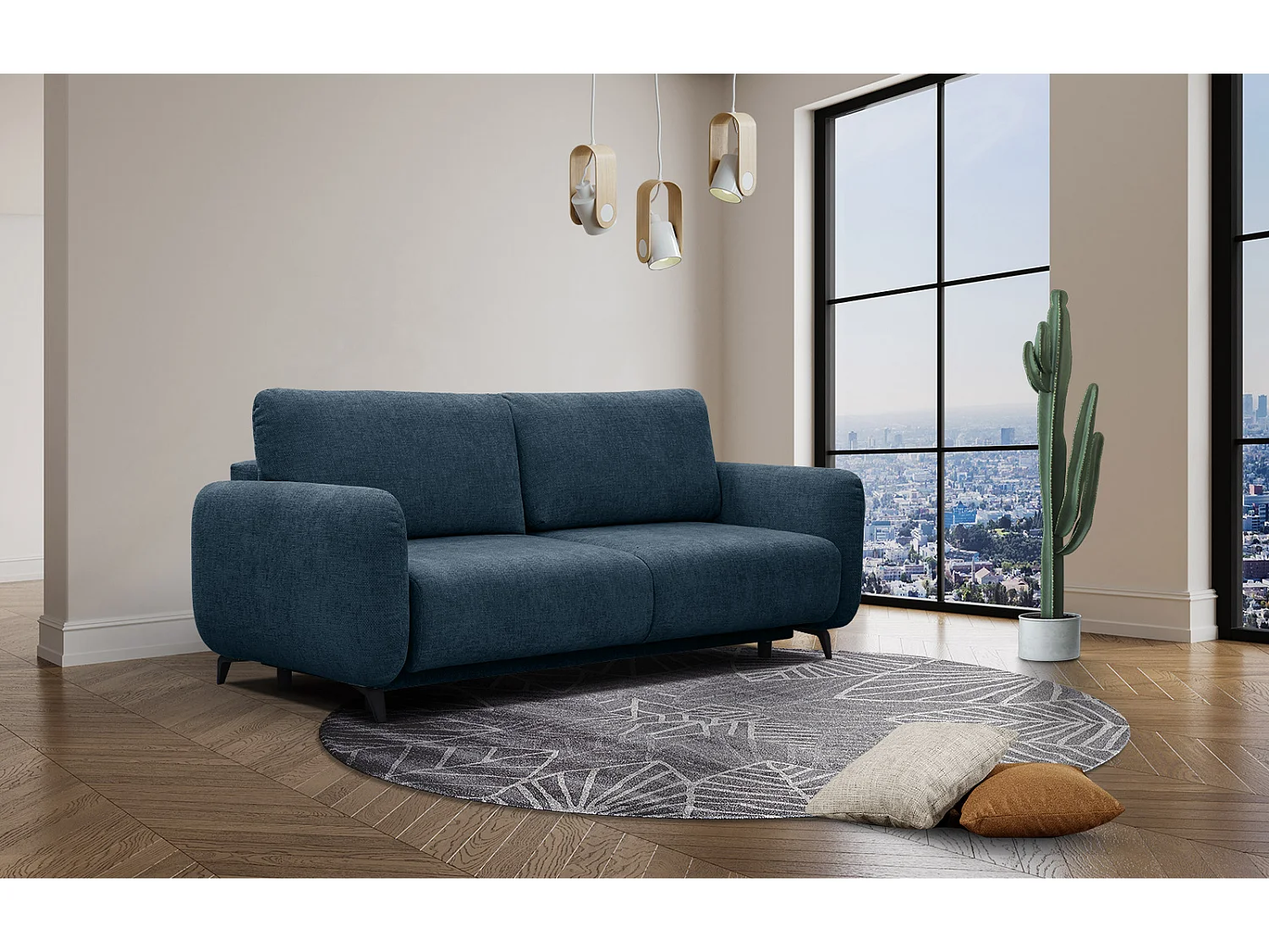 DRAKE Sofa 3-Sitzer mit Schlaffunktion, marineblau