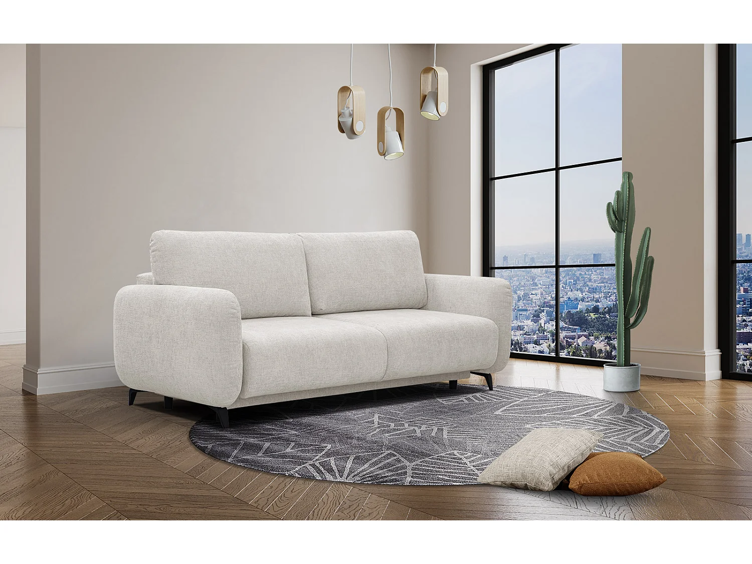 DRAKE Sofa 3-Sitzer mit Schlaffunktion, ecru