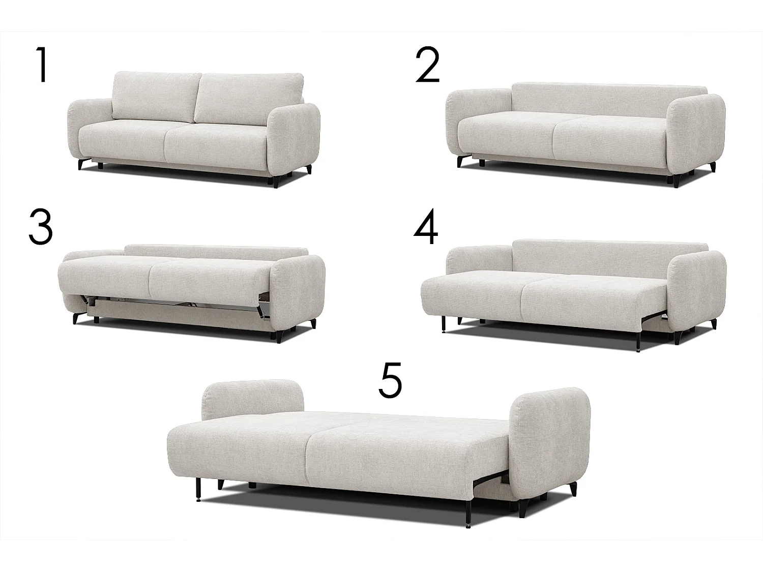 DRAKE Sofa 3-Sitzer mit Schlaffunktion, ecru