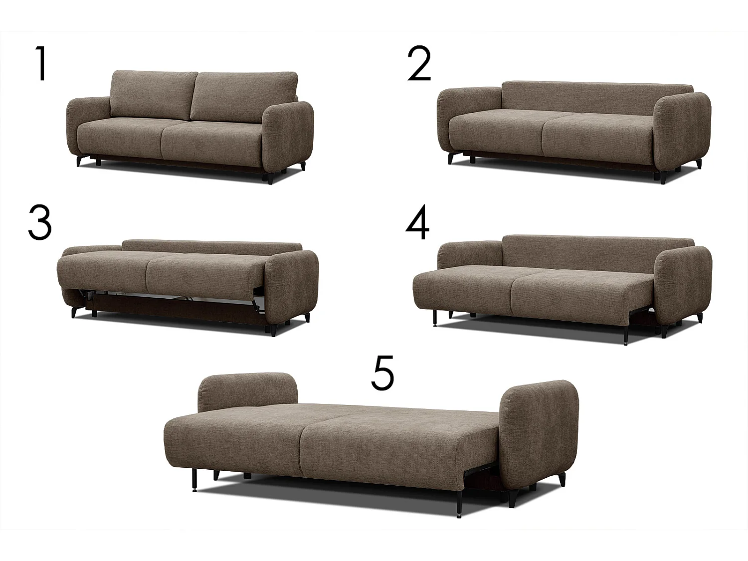 DRAKE Sofa 3-Sitzer mit Schlaffunktion, taupe