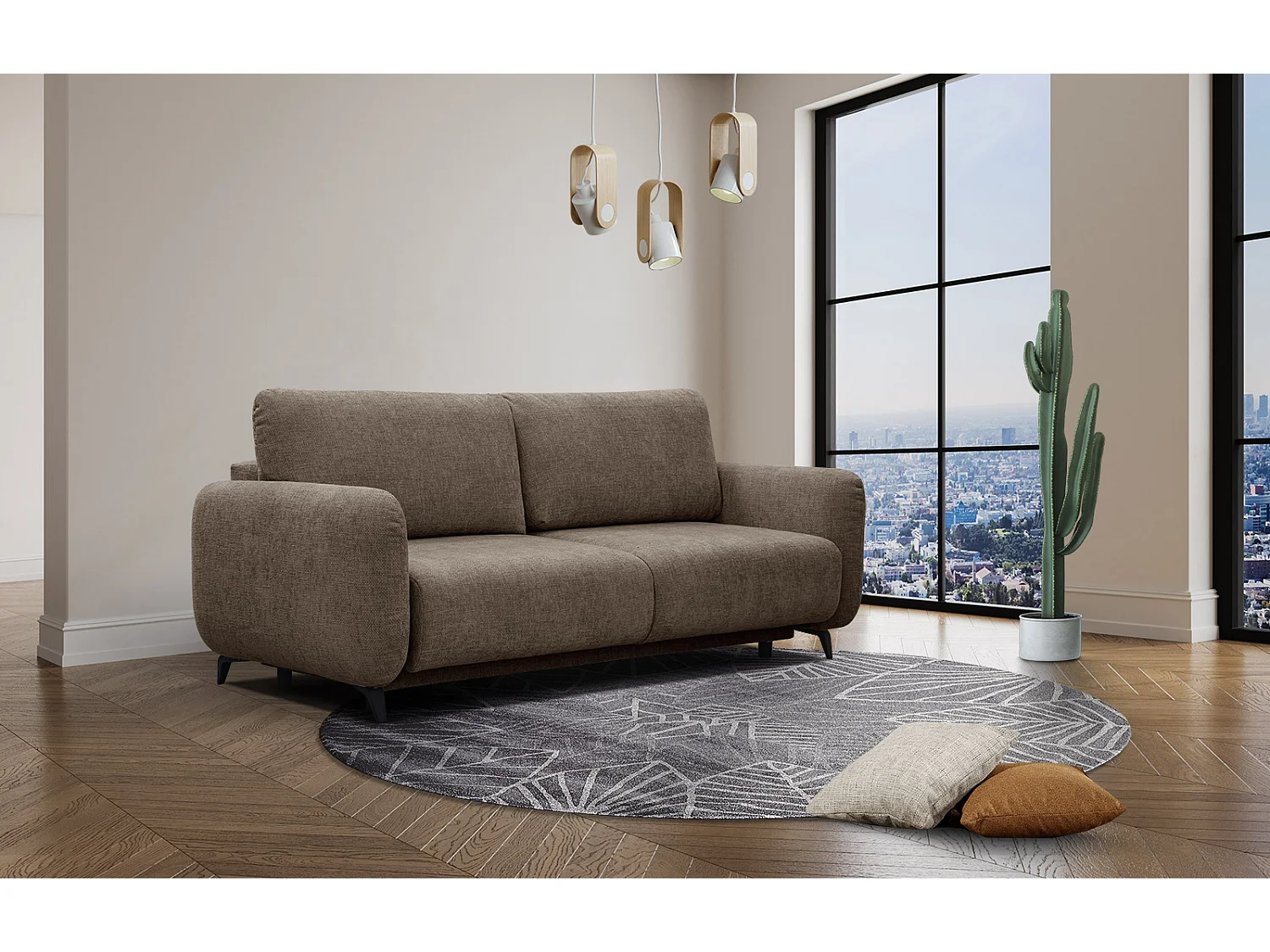 DRAKE Sofa 3-Sitzer mit Schlaffunktion, taupe