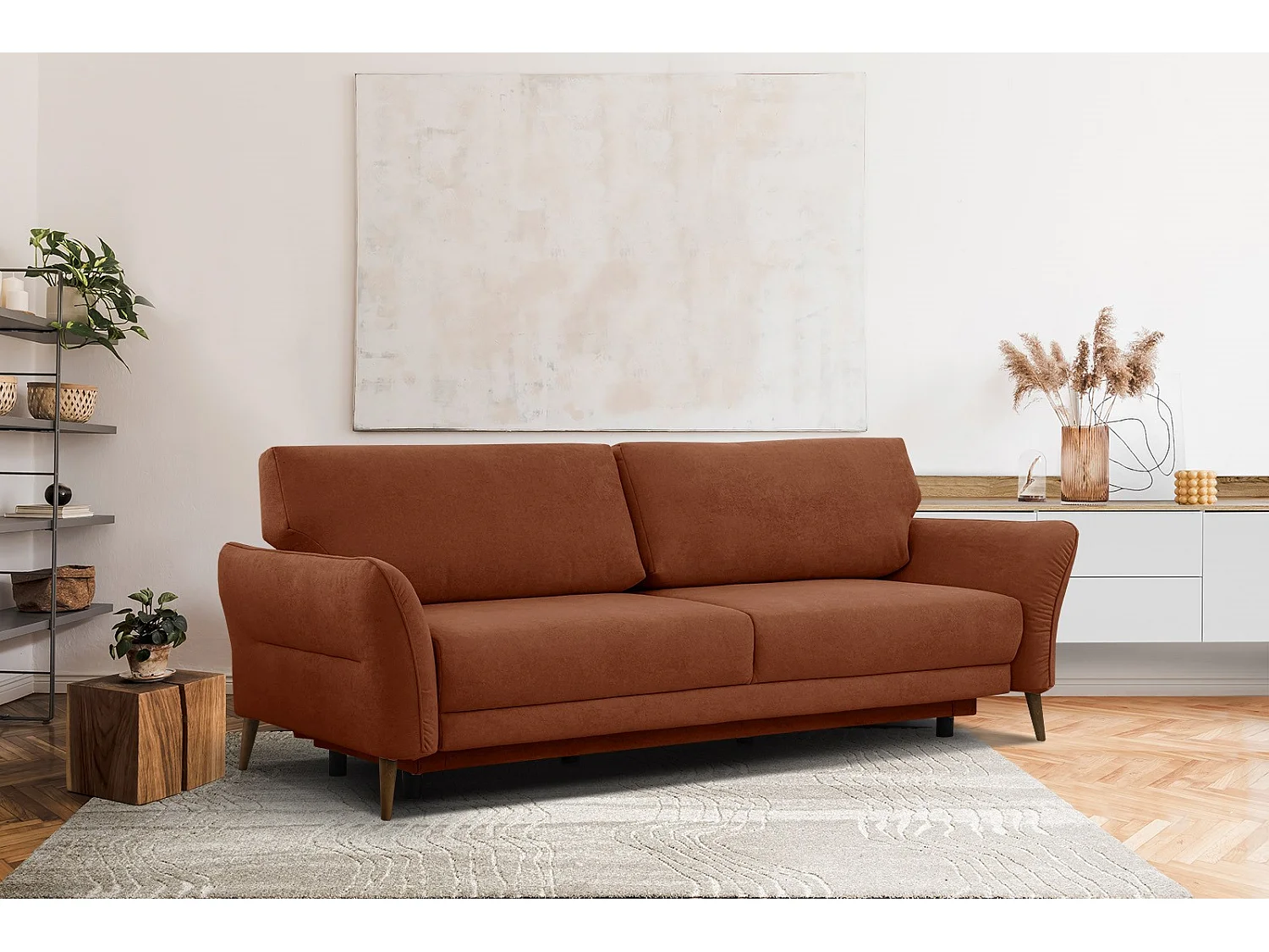 FIGARI Sofa 3-Sitzer mit Schlaffunktion, dunkelorange