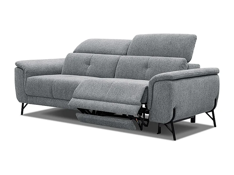 AVENA Sofa 3-Sitzer mit 1 Relaxfunktion und verstellbare Kopfstützen, grau