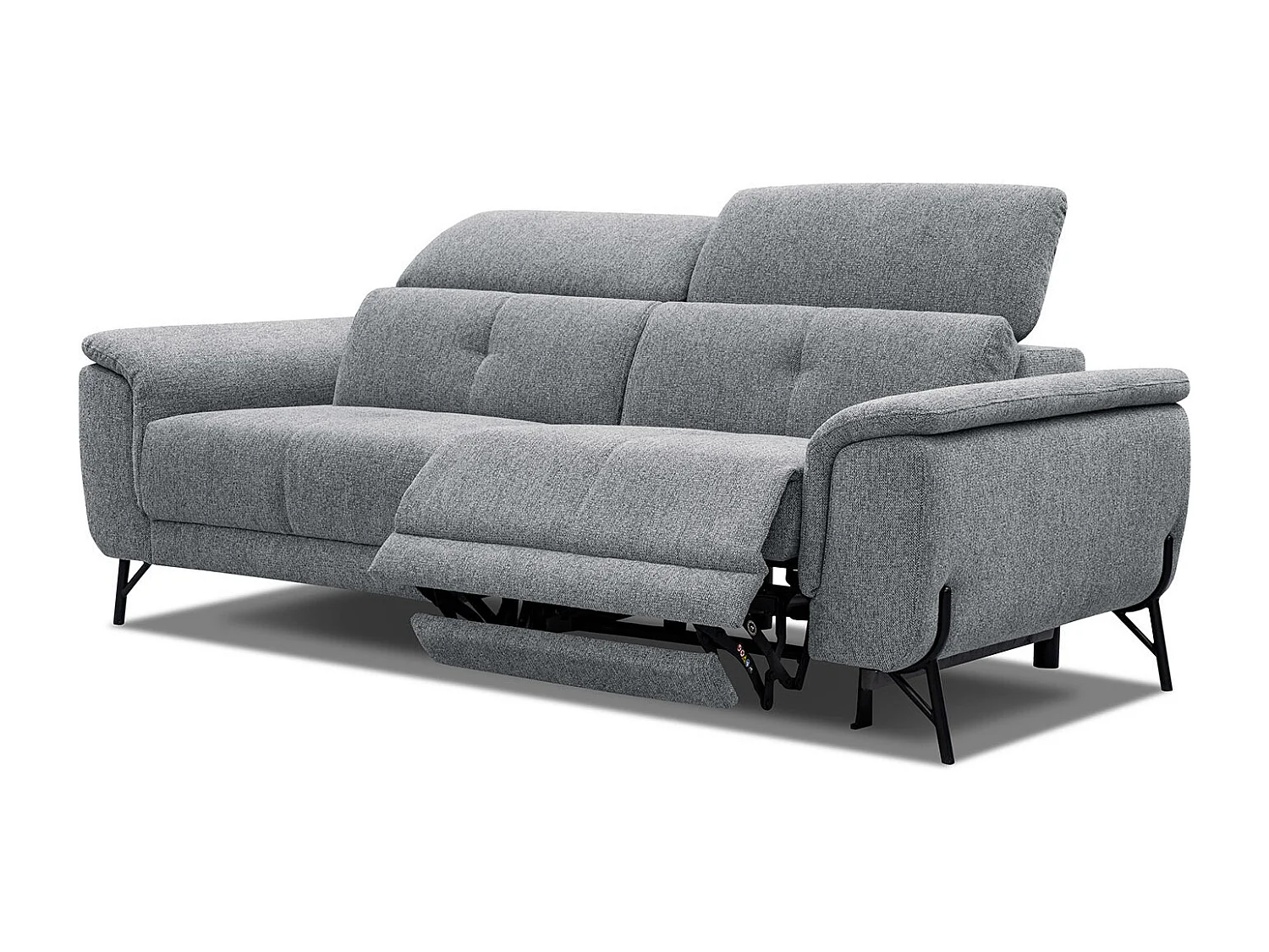AVENA Sofa 3-Sitzer mit 1 Relaxfunktion und verstellbare Kopfstützen, grau