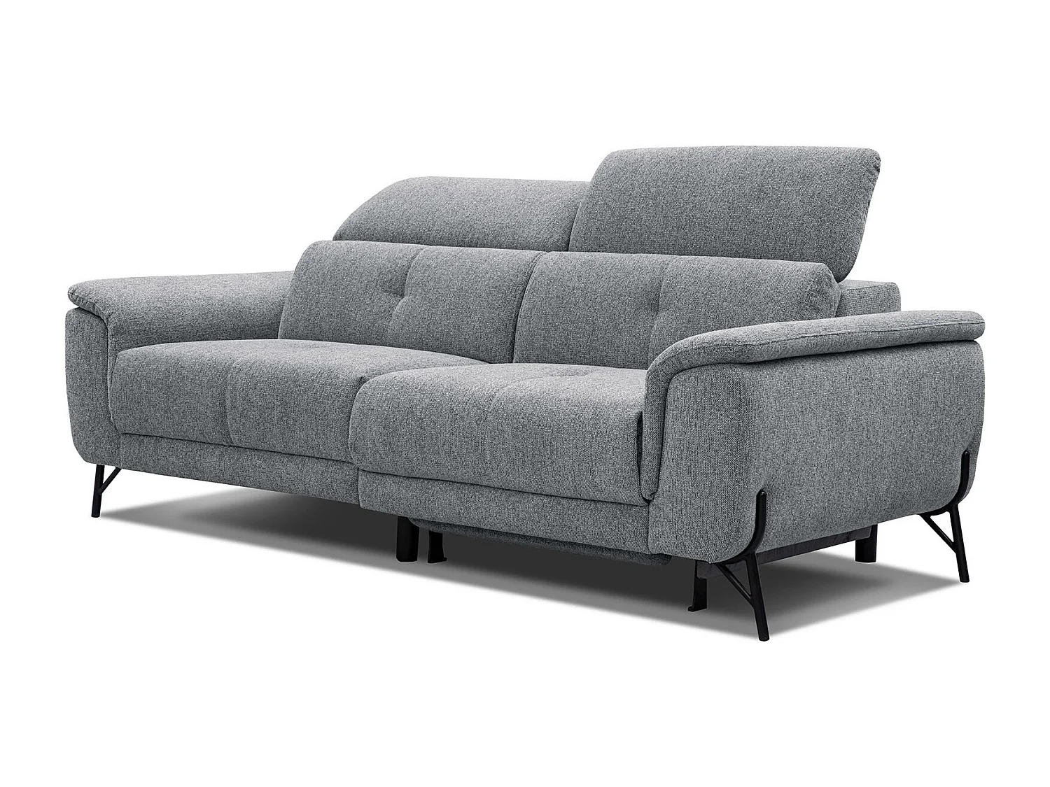 AVENA Sofa 3-Sitzer mit 1 Relaxfunktion und verstellbare Kopfstützen, grau