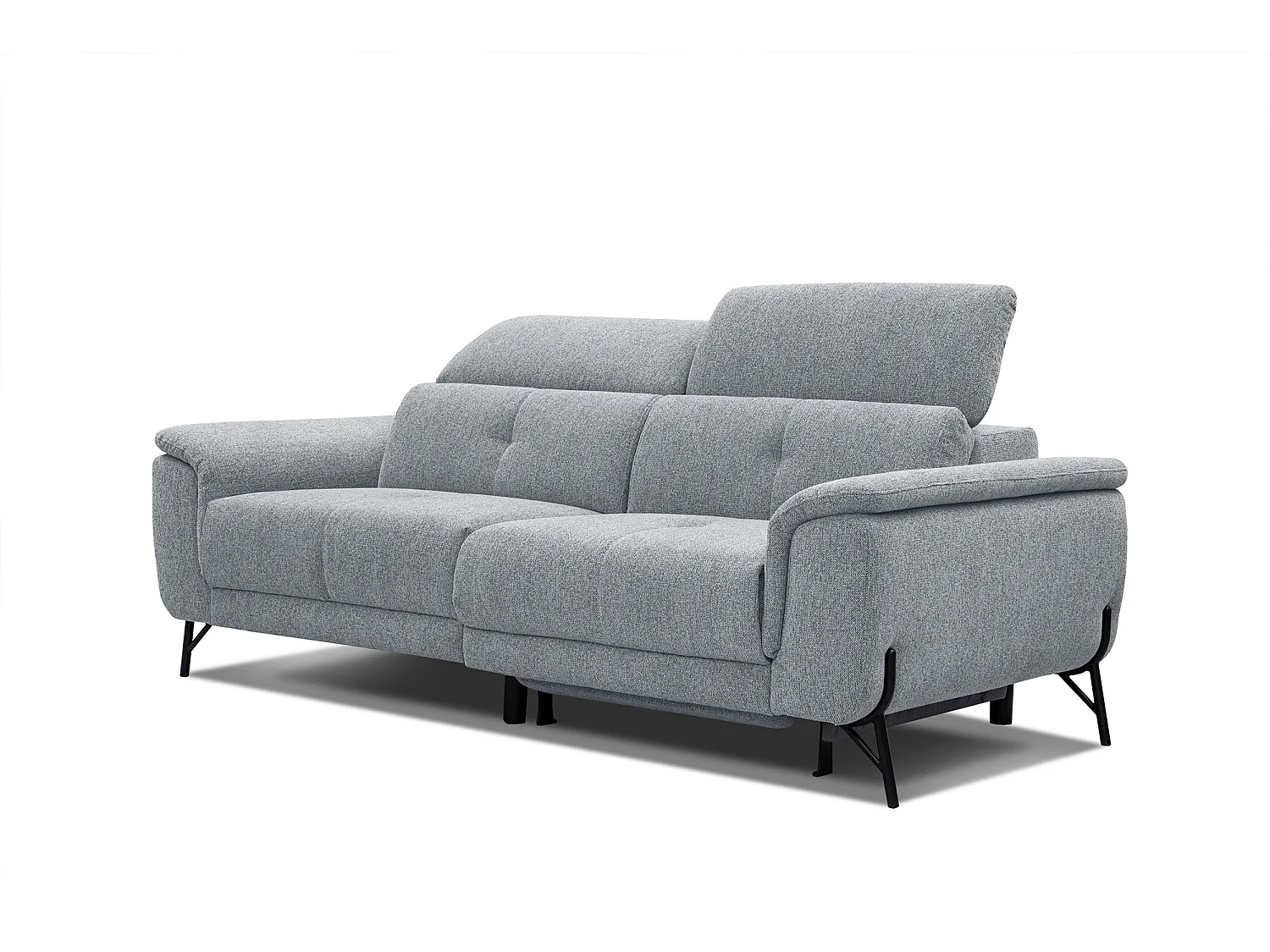 AVENA Sofa 3-Sitzer mit 1 Relaxfunktion und verstellbare Kopfstützen, silbergrau