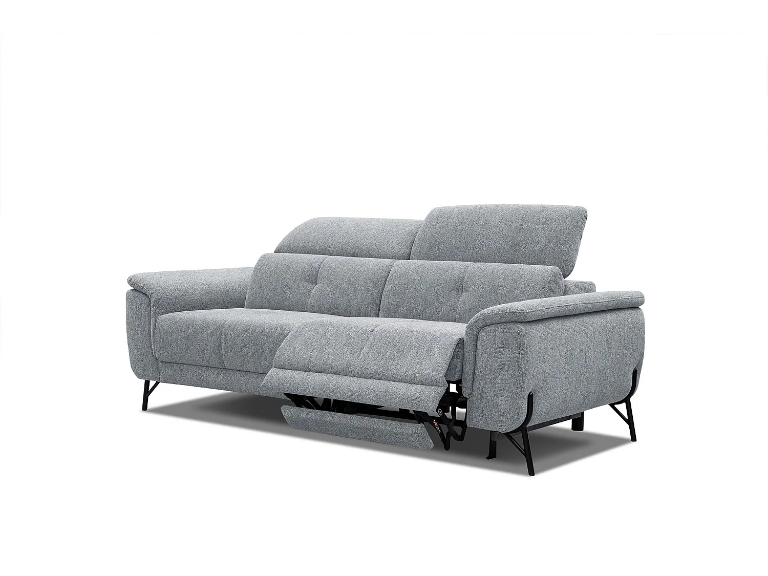 AVENA Sofa 3-Sitzer mit 1 Relaxfunktion und verstellbare Kopfstützen, silbergrau
