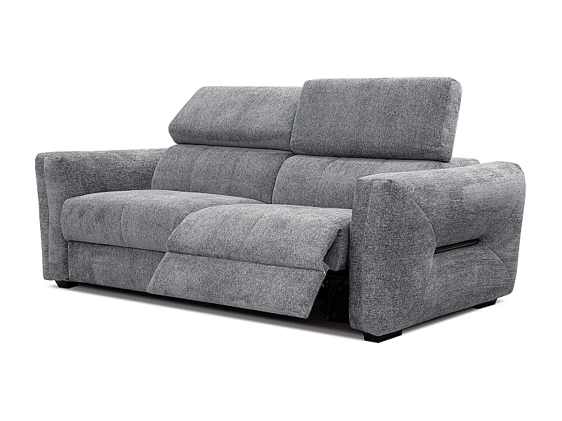 CALVERA Sofa 3-Sitzer mit 1 Relaxfunktion und verstellbare Kopfstützen, grau