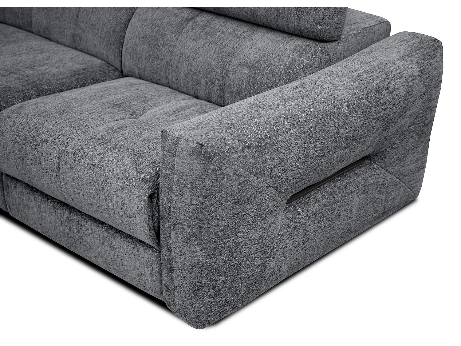 CALVERA Sofa 3-Sitzer mit 1 Relaxfunktion und verstellbare Kopfstützen, grau