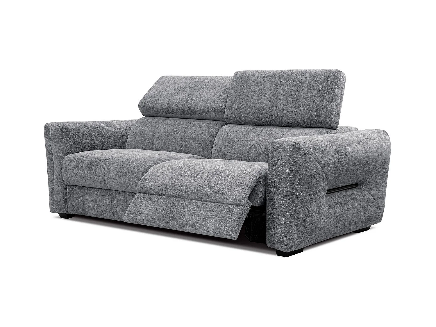 Canapé droit Calvera 3 places avec relax électrique à droit tissu gris moyen