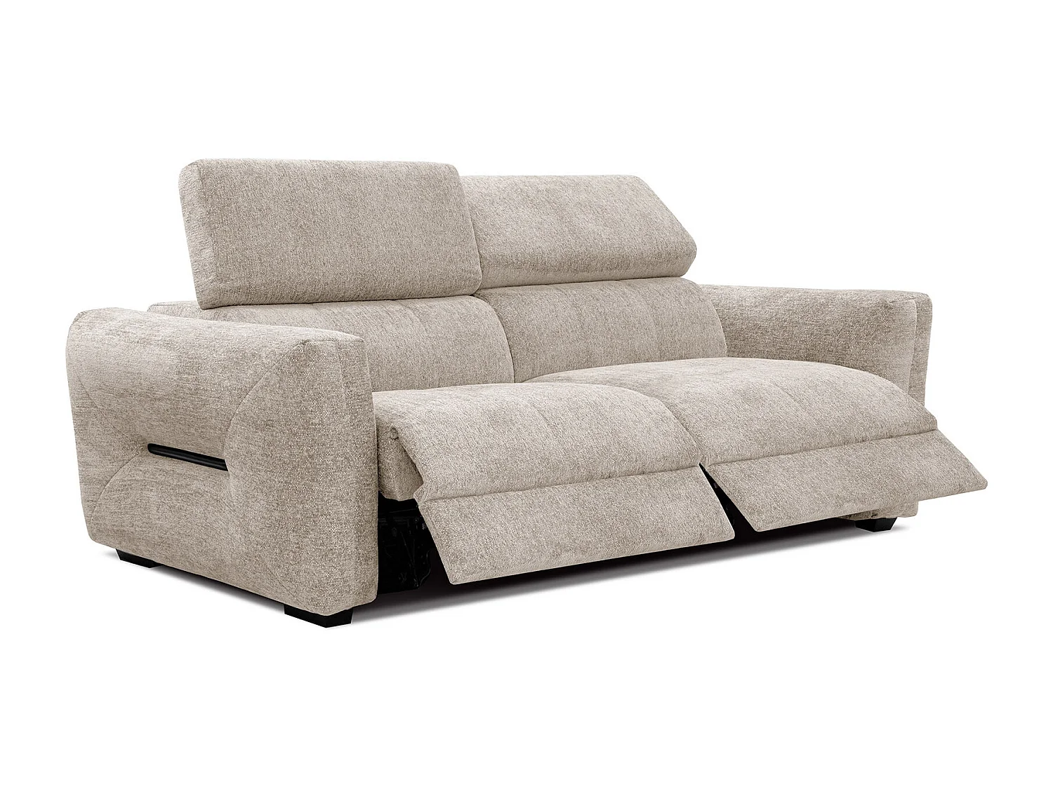 CALVERA Sofa 3-Sitzer mit 2 Relaxfunktionen und verstellbare Kopfstützen, ecru