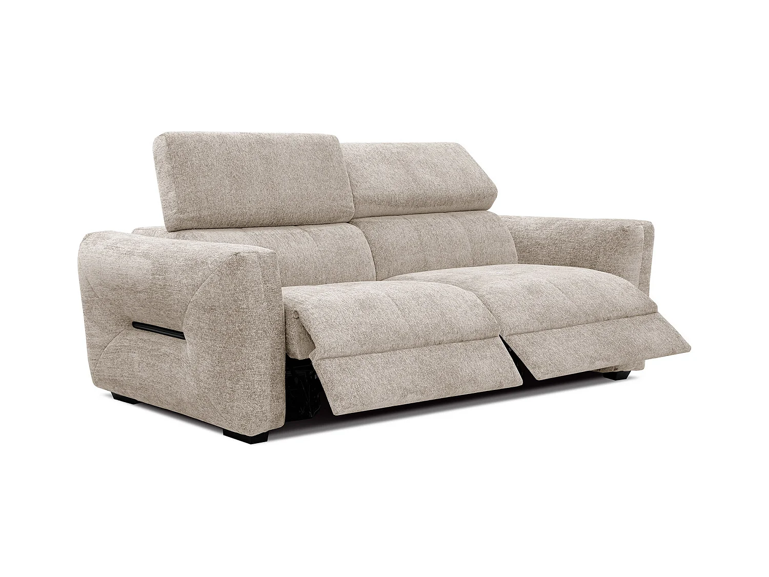 Canapé droit Calvera 3 places avec 2 relax électriques tissu beige