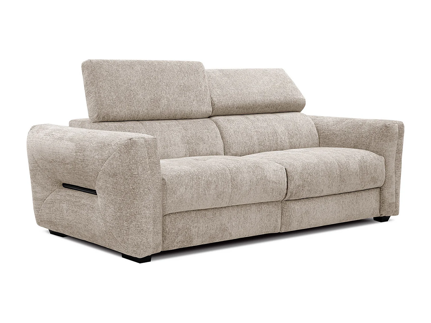 CALVERA Sofa 3-Sitzer mit 2 Relaxfunktionen und verstellbare Kopfstützen, ecru