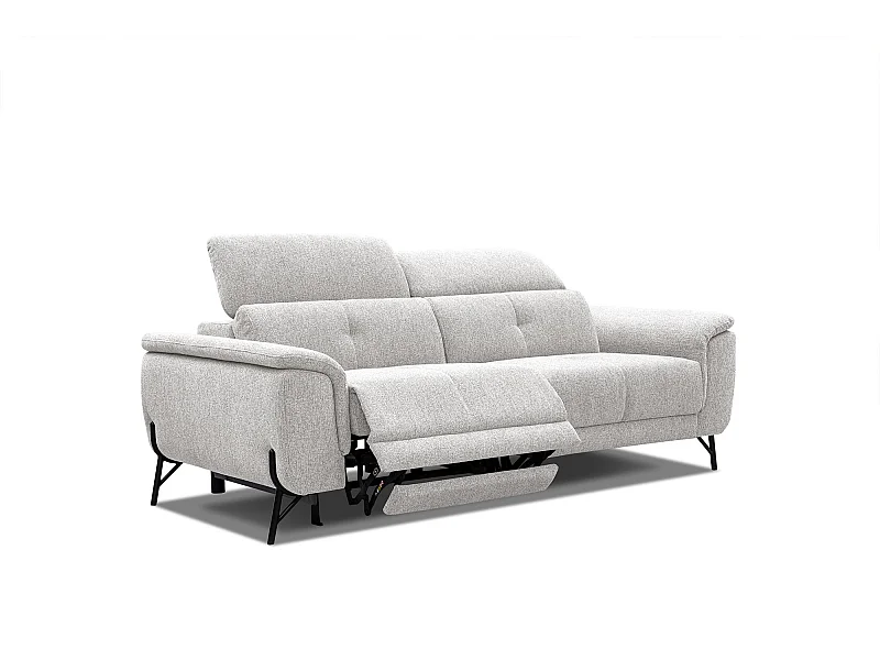 AVENA Sofa 3-Sitzer mit 1 Relaxfunktion und verstellbare Kopfstützen, creme
