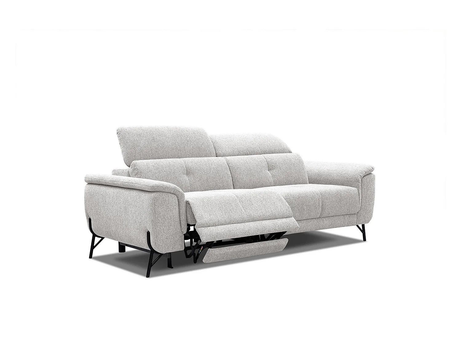 Canapé droit 3 places avec un relax électrique à gauche tissu beige clair - AVENA
