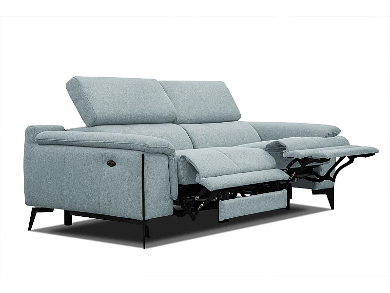 MATERA Sofa 3-Sitzer mit 2 Relaxfunktionen und verstellbare Kopfstützen, minzegrün