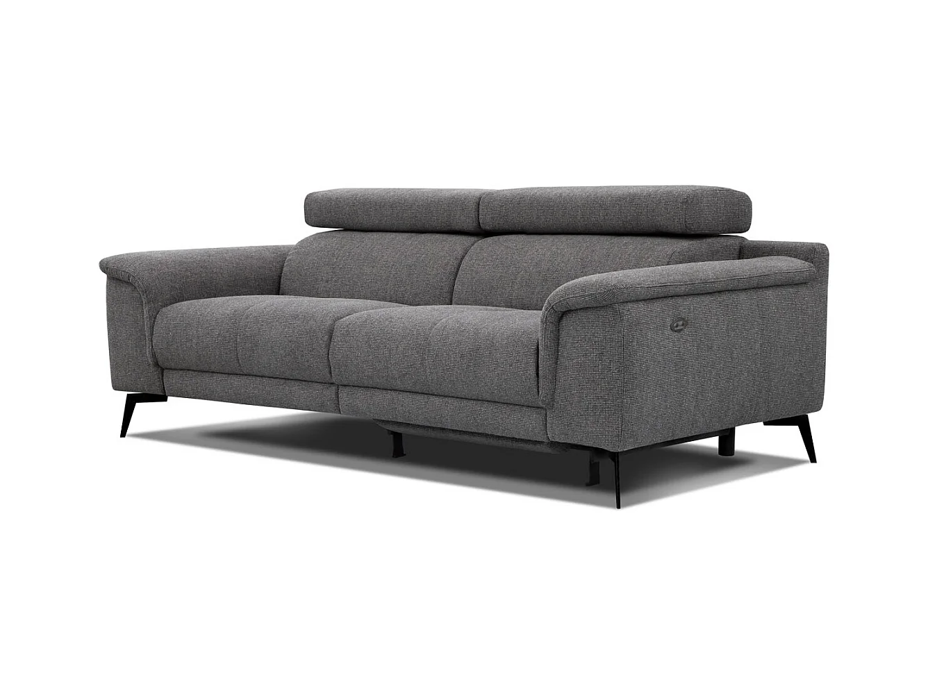 Canapé droit Fiero 3 places avec un relax électrique côté droit tissu gris foncé