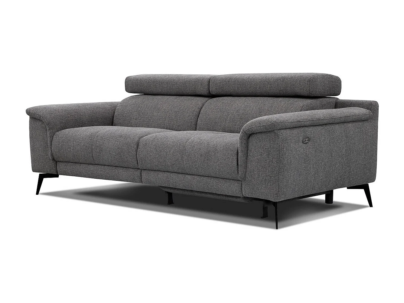 FIERO Sofa 3-Sitzer mit 1 Relaxfunktion und verstellbare Kopfstützen, dunkelgrau