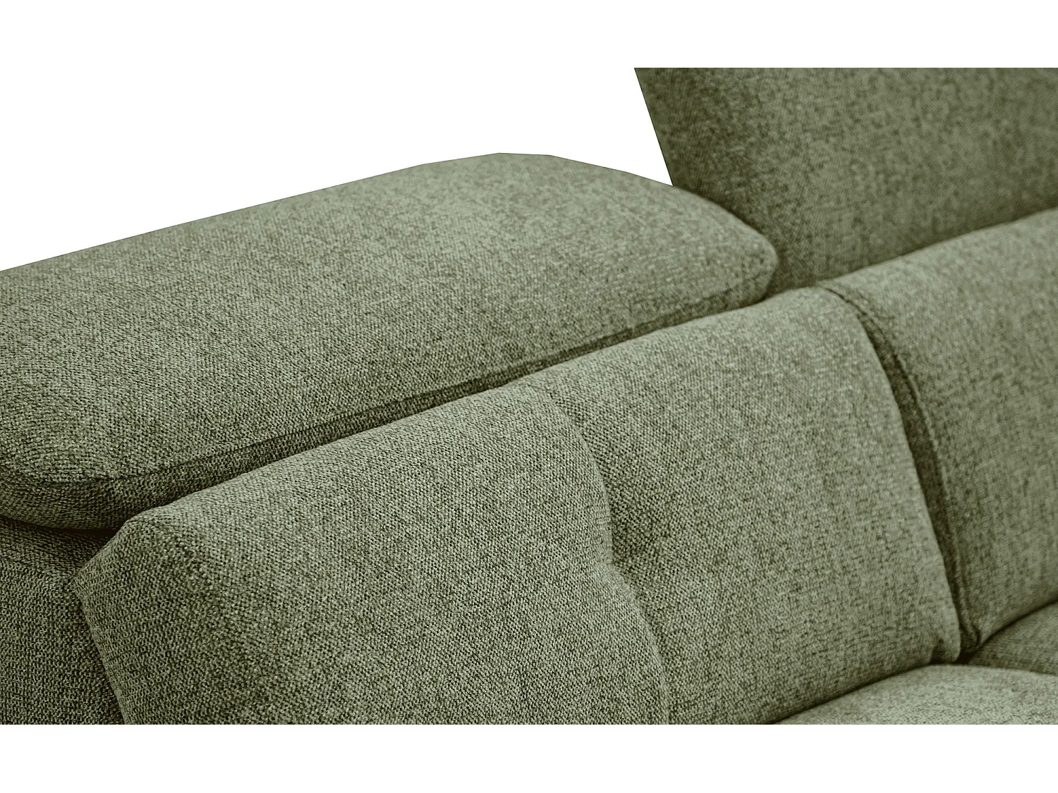 Canapé droit 3 places avec un relax électrique à droite tissu vert - AVENA