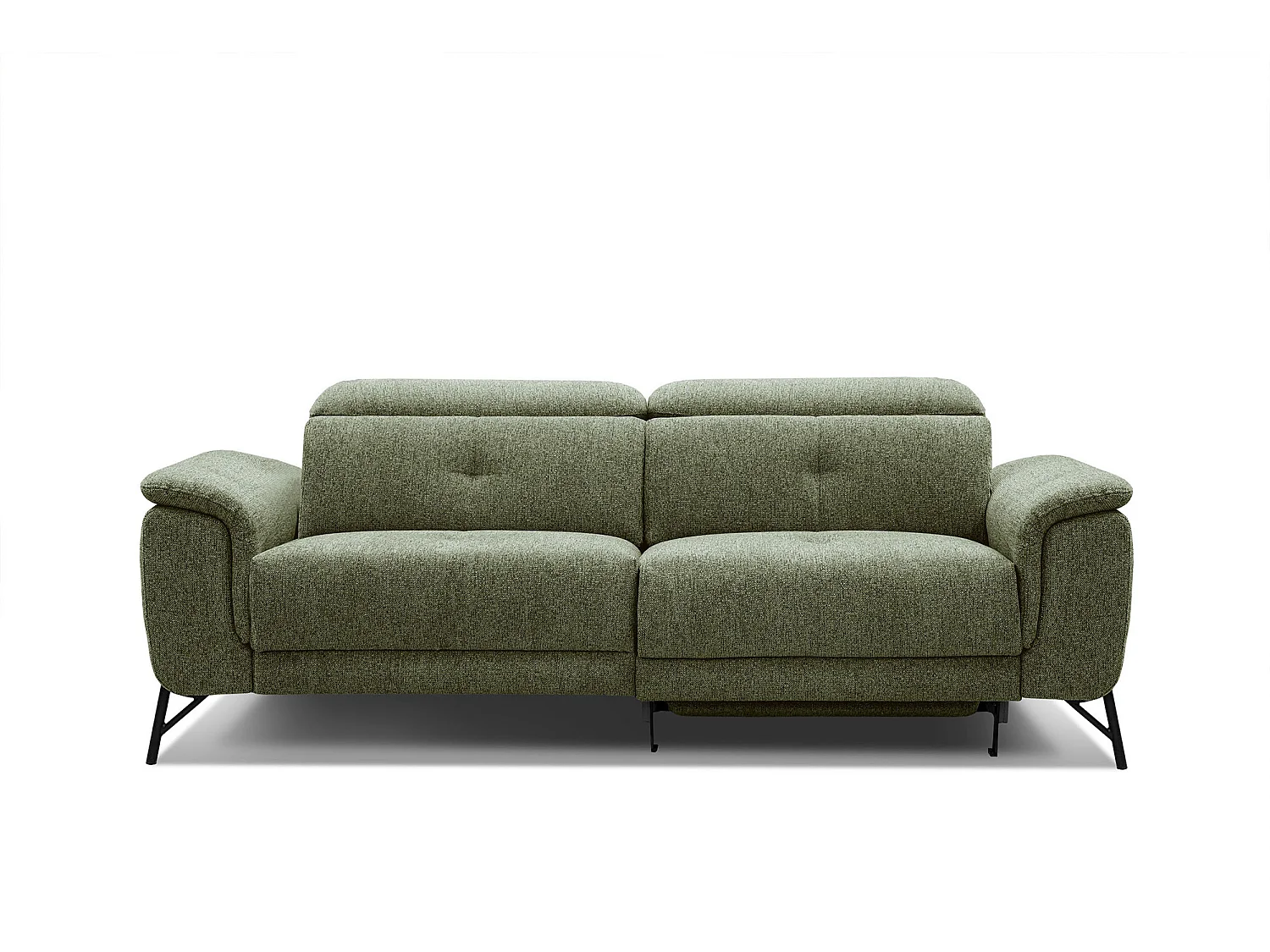 AVENA Sofa 3-Sitzer mit 1 Relaxfunktion und verstellbare Kopfstützen, olive