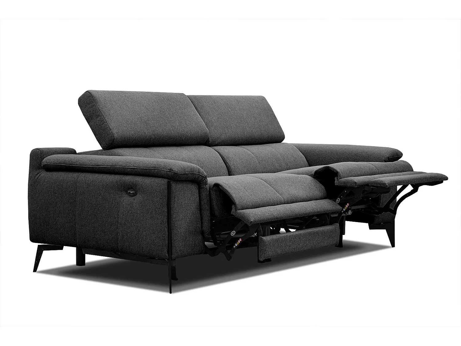 MATERA Sofa 3-Sitzer mit 2 Relaxfunktionen und verstellbare Kopfstützen, schwarz