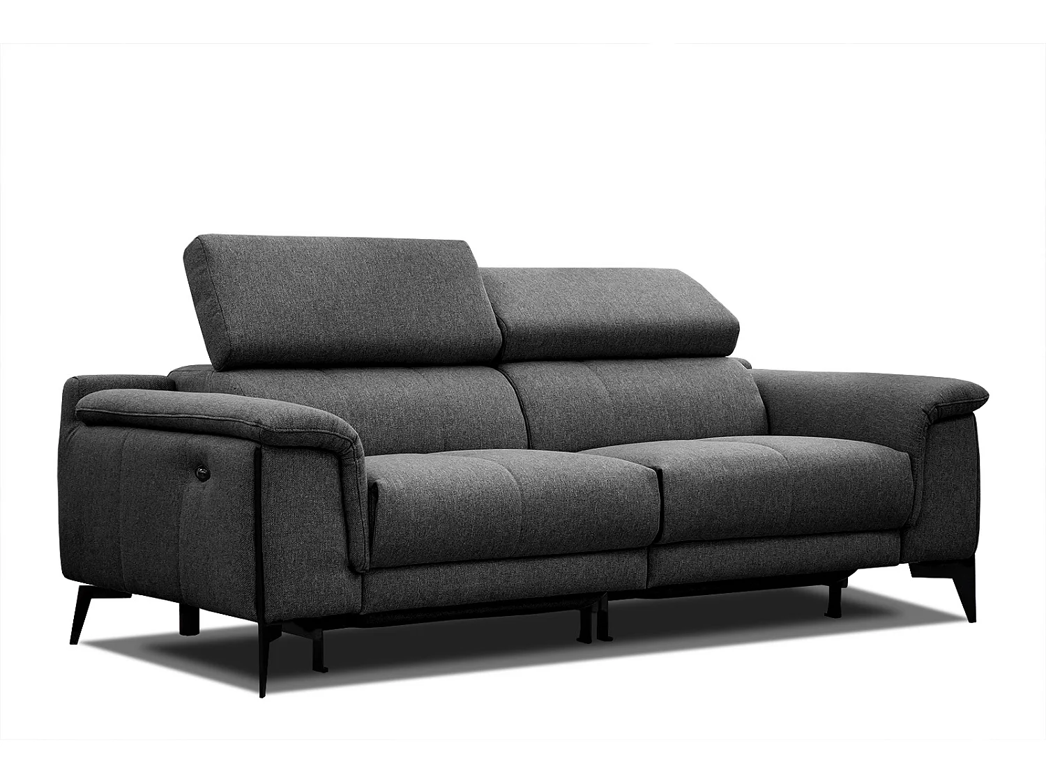 MATERA Sofa 3-Sitzer mit 2 Relaxfunktionen und verstellbare Kopfstützen, schwarz