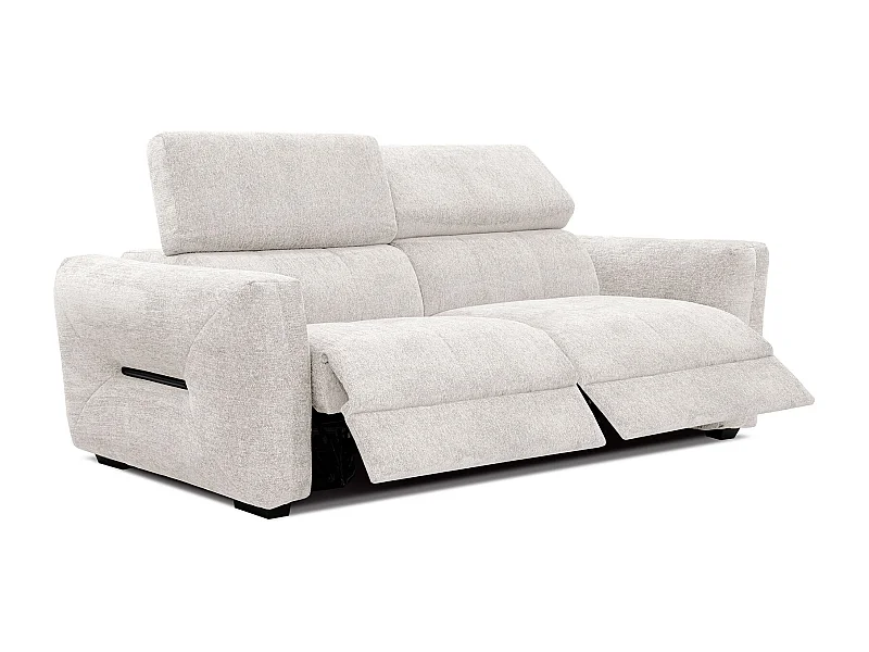 CALVERA Sofa 3-Sitzer mit 2 Relaxfunktionen und verstellbare Kopfstützen, perlweiß