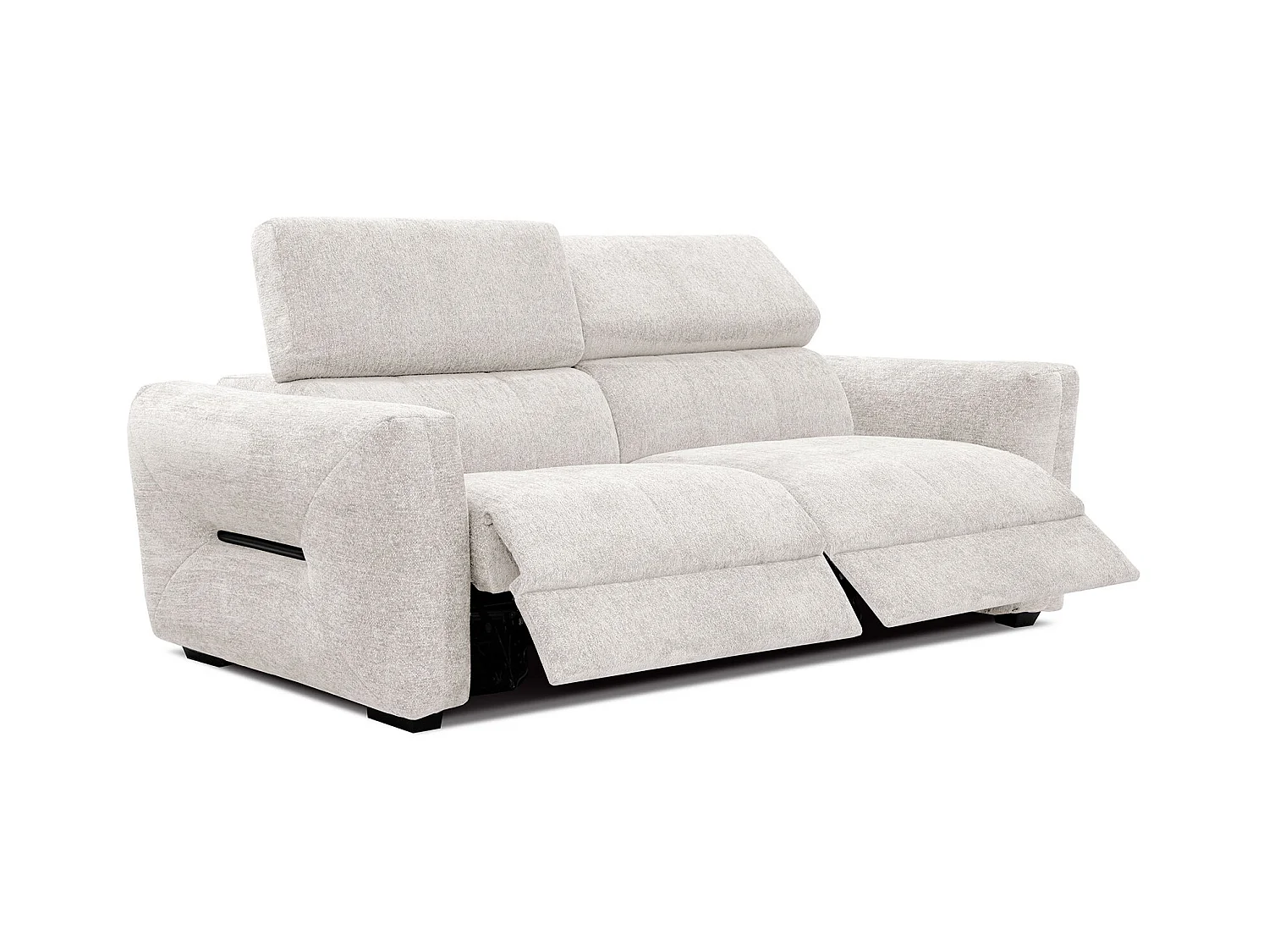 Canapé droit Calvera 3 places avec 2 relax électriques tissu écru
