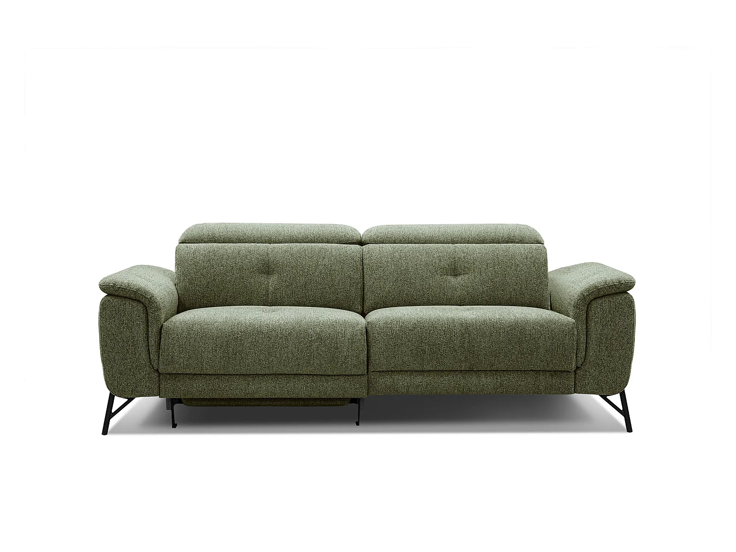 AVENA Sofa 3-Sitzer mit 1 Relaxfunktion und verstellbare Kopfstützen, olive