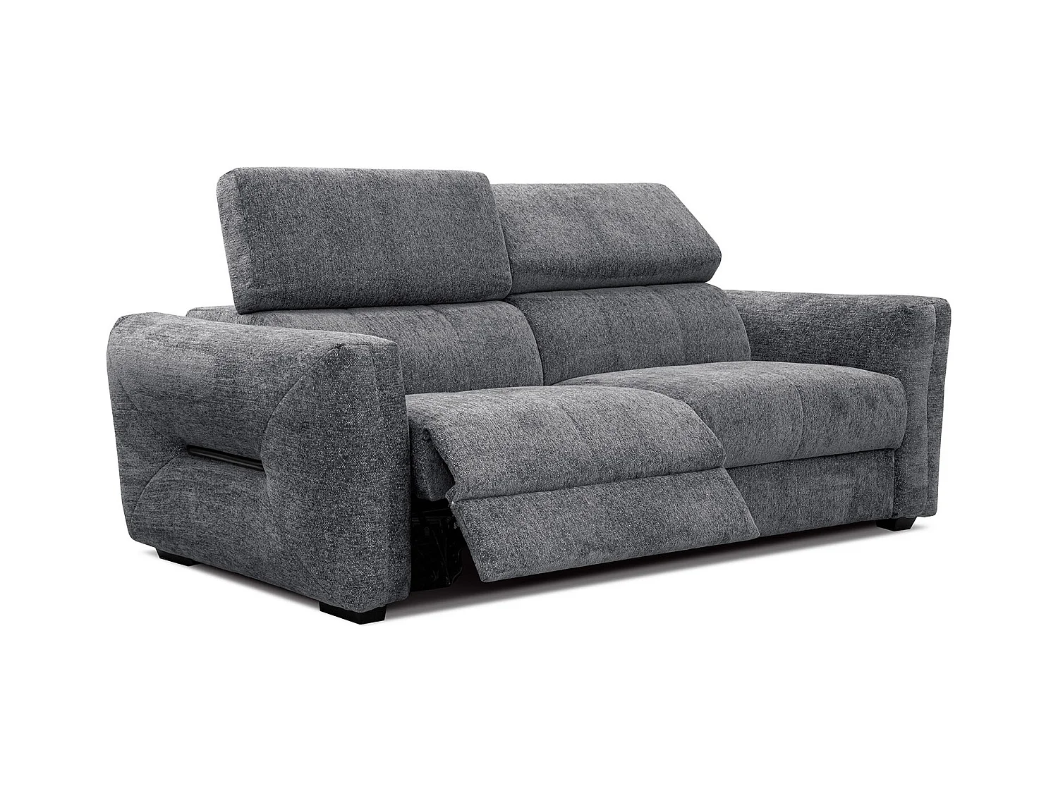 Canapé droit Calvera 3 places avec relax électrique à gauche tissu gris foncé