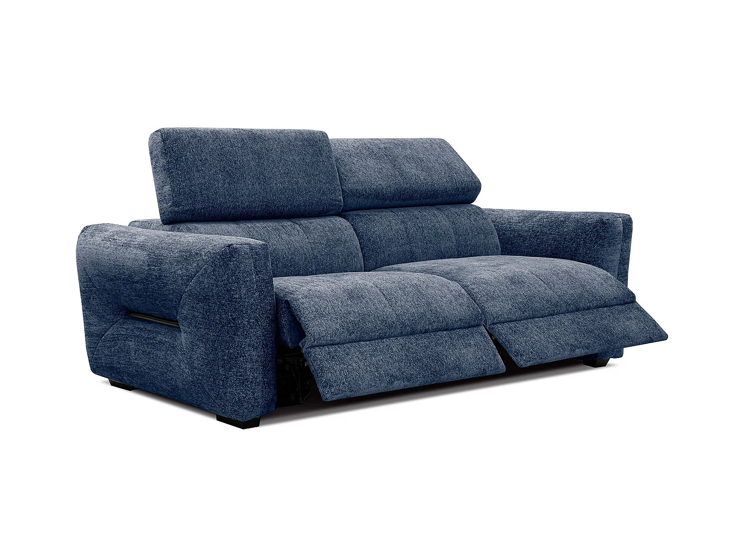 CALVERA Sofa 3-Sitzer mit 2 Relaxfunktionen und verstellbare Kopfstützen, dunkelblau