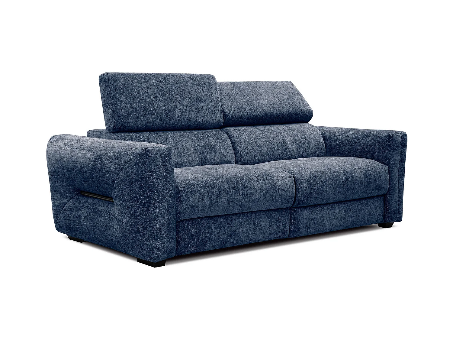 CALVERA Sofa 3-Sitzer mit 2 Relaxfunktionen und verstellbare Kopfstützen, dunkelblau