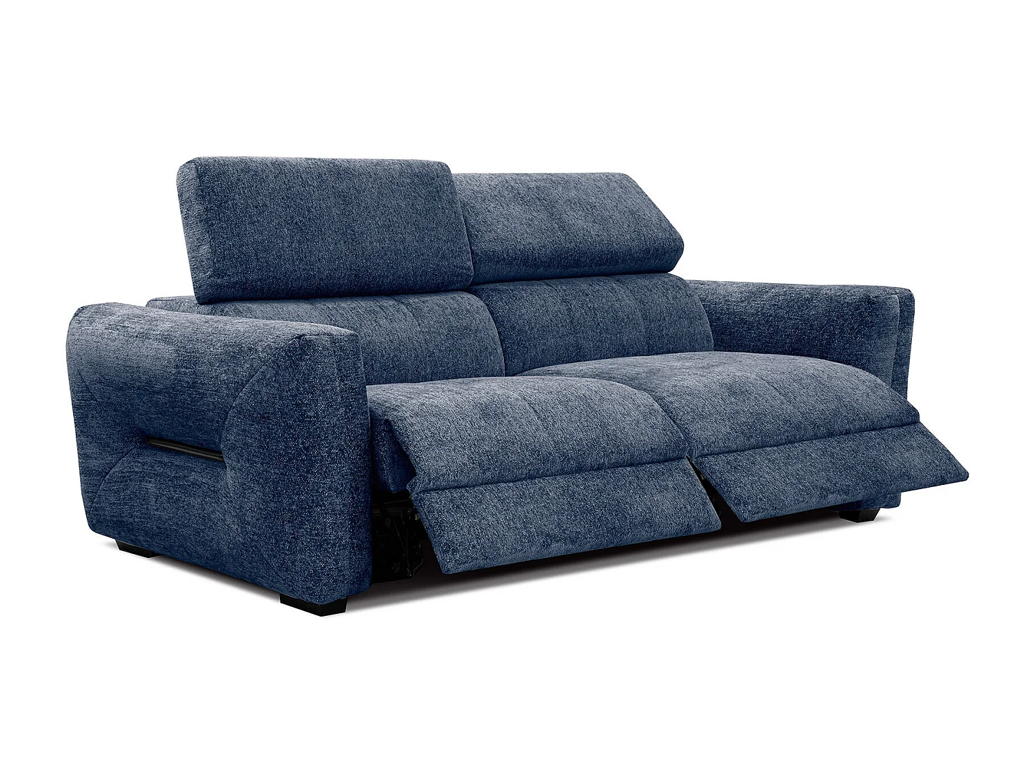 CALVERA Sofa 3-Sitzer mit 2 Relaxfunktionen und verstellbare Kopfstützen, dunkelblau