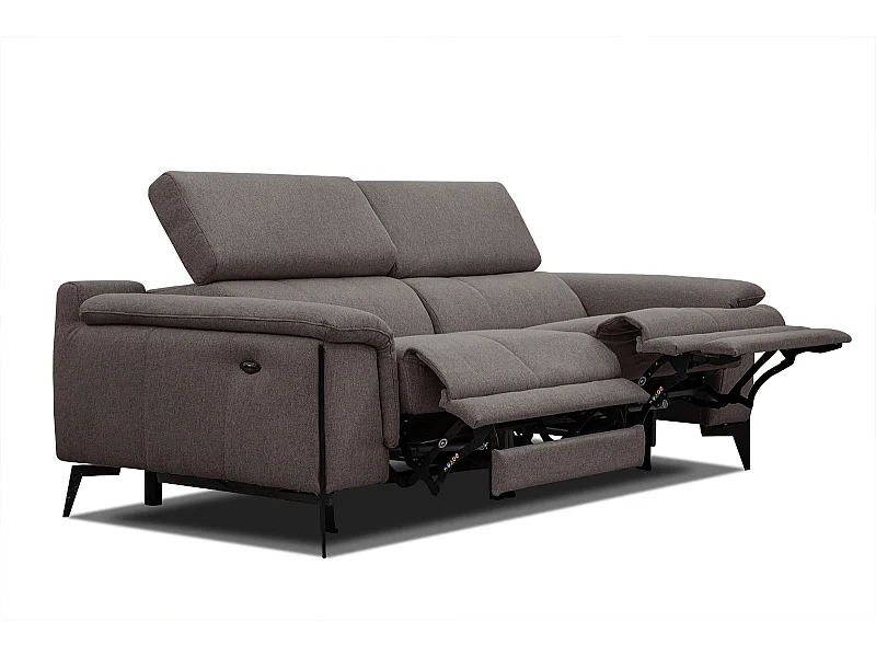 MATERA Sofa 3-Sitzer mit 2 Relaxfunktionen und verstellbare Kopfstützen, dunkelbraun