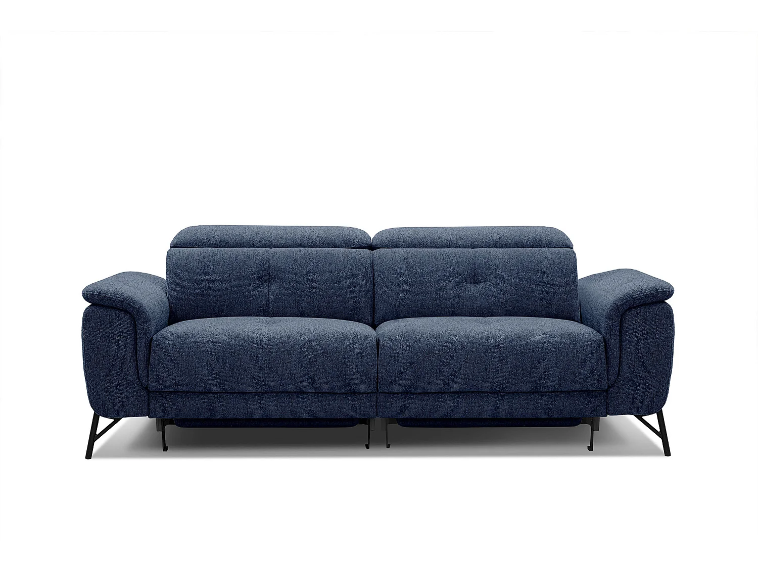 Canapé droit 3 places avec 2 relax électriques tissu bleu foncé - AVENA