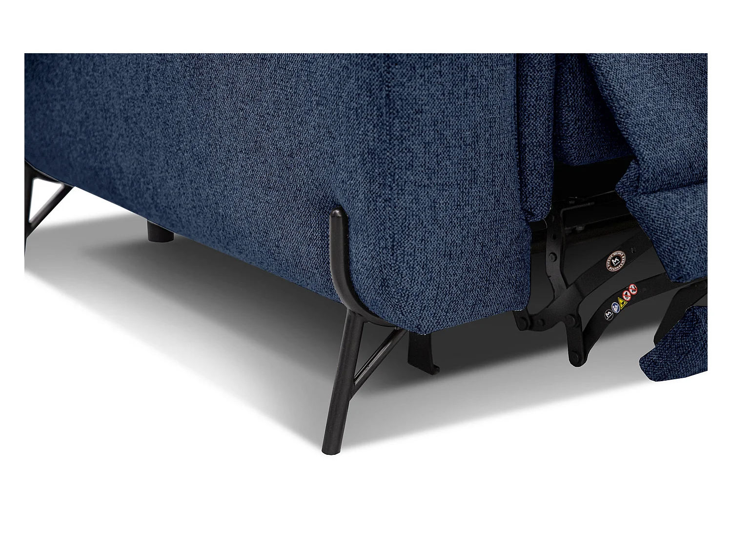 Canapé droit 3 places avec 2 relax électriques tissu bleu foncé - AVENA