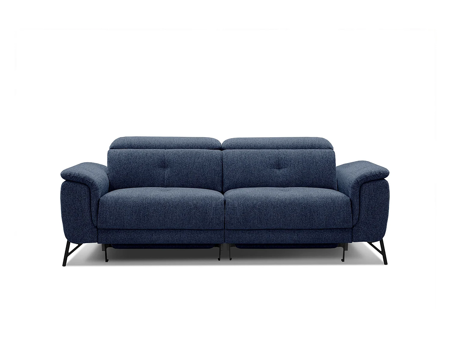 Canapé droit 3 places avec 2 relax électriques tissu bleu foncé - AVENA