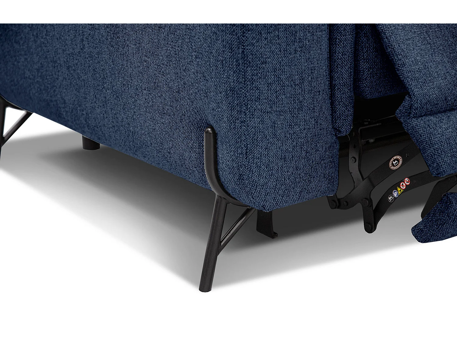 Canapé droit 3 places avec 2 relax électriques tissu bleu foncé - AVENA