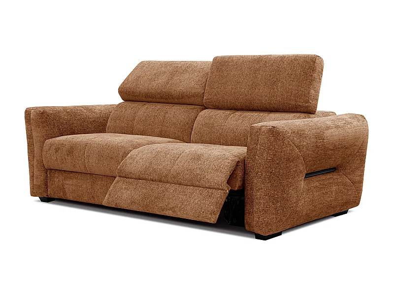 CALVERA Sofa 3-Sitzer mit 1 Relaxfunktion und verstellbare Kopfstützen, dunkelorange
