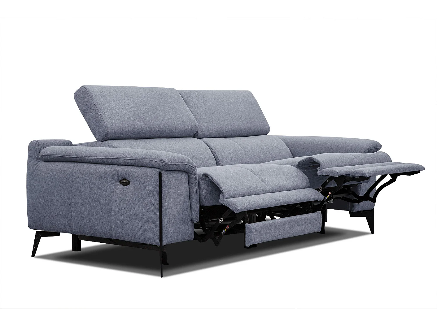 MATERA Sofa 3-Sitzer mit 2 Relaxfunktionen und verstellbare Kopfstützen, hellblau