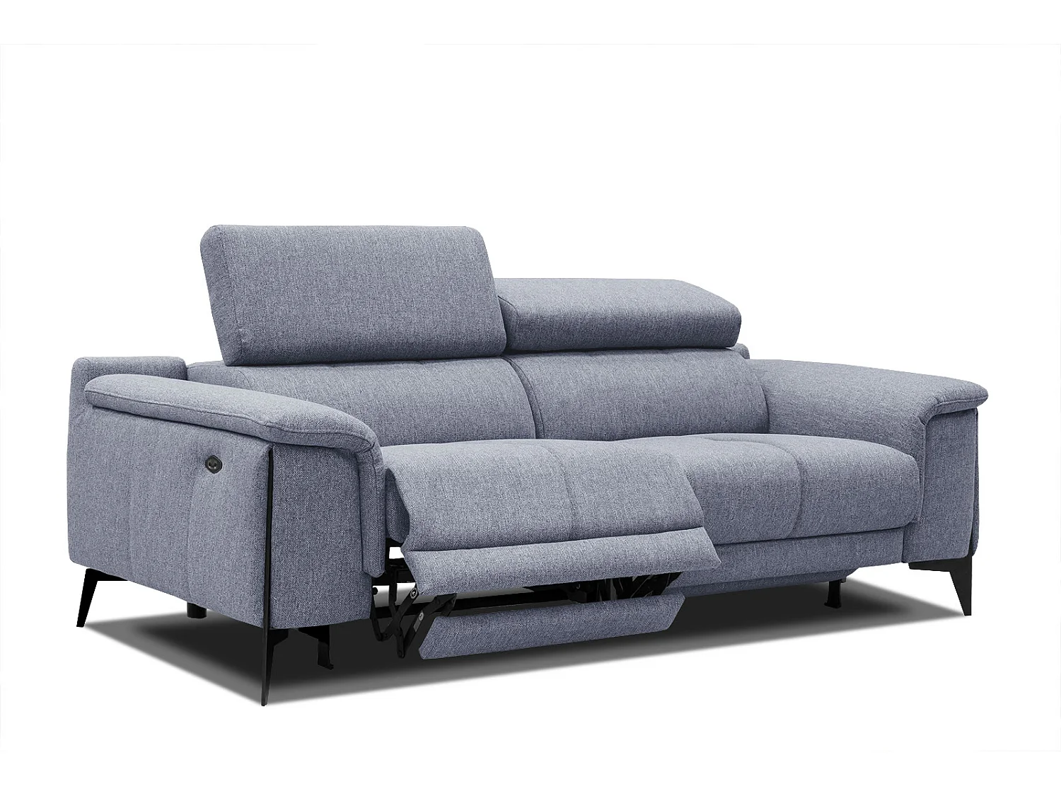 MATERA Sofa 3-Sitzer mit 2 Relaxfunktionen und verstellbare Kopfstützen, hellblau